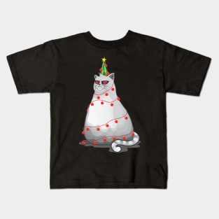 Meowy Christmas Tree Kids T-Shirt